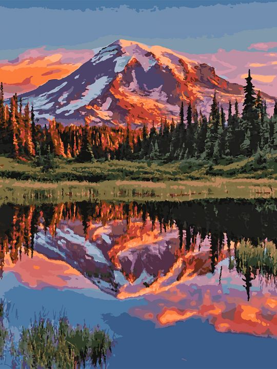 Картина по номерам без подрамника «Спящий вулкан» 80x60 см