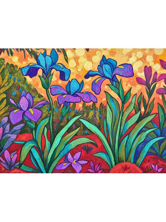 Алмазная мозаика без подрамника «Ирисы» 70x50 см