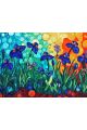 Алмазная мозаика без подрамника «Ирисы в саду» 50x40 см