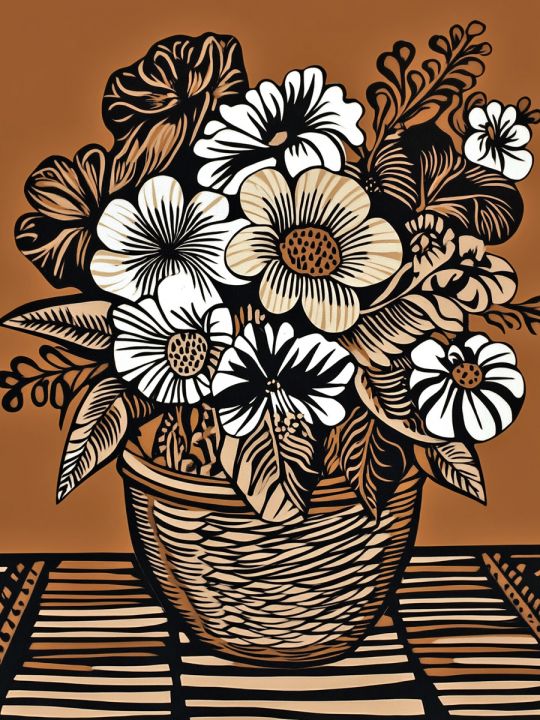 Алмазная мозаика без подрамника «Линогравюра» 50x40 см