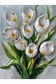 Алмазная мозаика без подрамника «Белые тюльпаны» 130x100 см