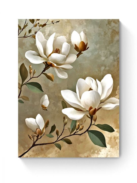 Алмазная мозаика на подрамнике «Белая магнолия» 40x30 см