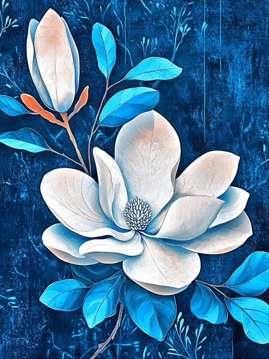 Алмазная мозаика без подрамника «Цветок магнолии» 70x50 см