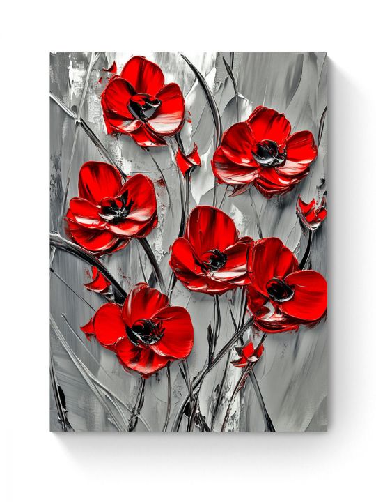 Алмазная мозаика на подрамнике «Красные маки» 80x60 см