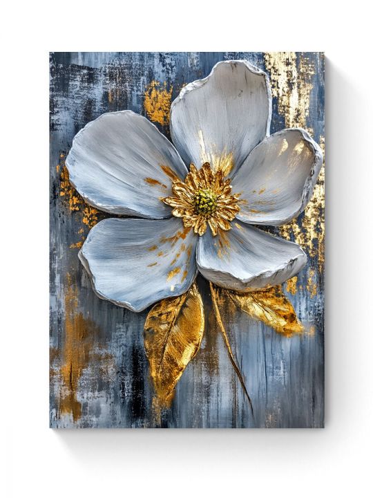 Алмазная мозаика на подрамнике «Цветок и золото» 70x50 см