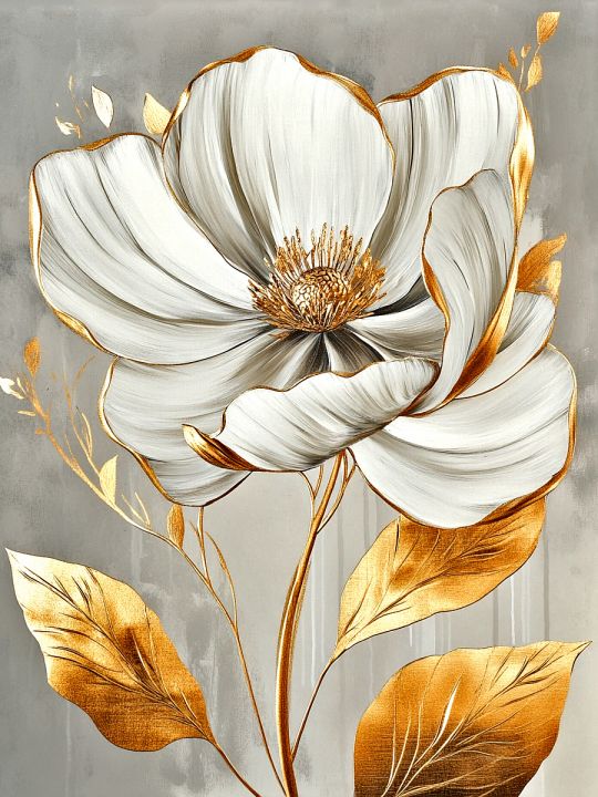 Алмазная мозаика без подрамника «Золотой цветок» 25x20 см