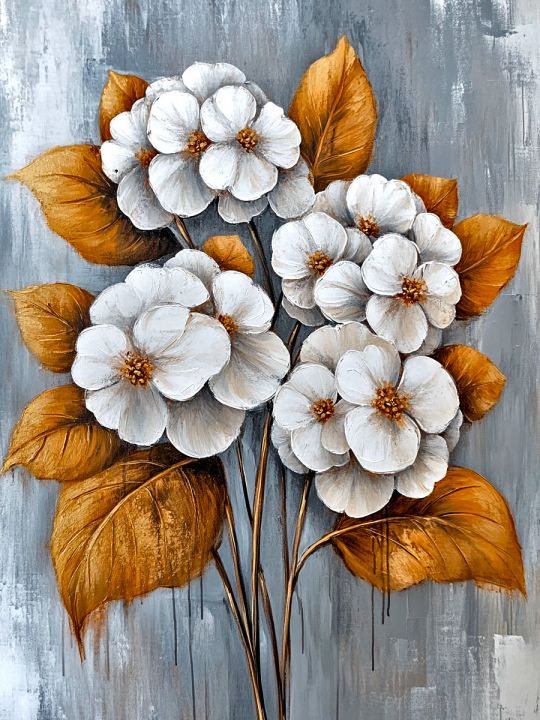 Алмазная мозаика без подрамника «Золотой букет» 80x60 см