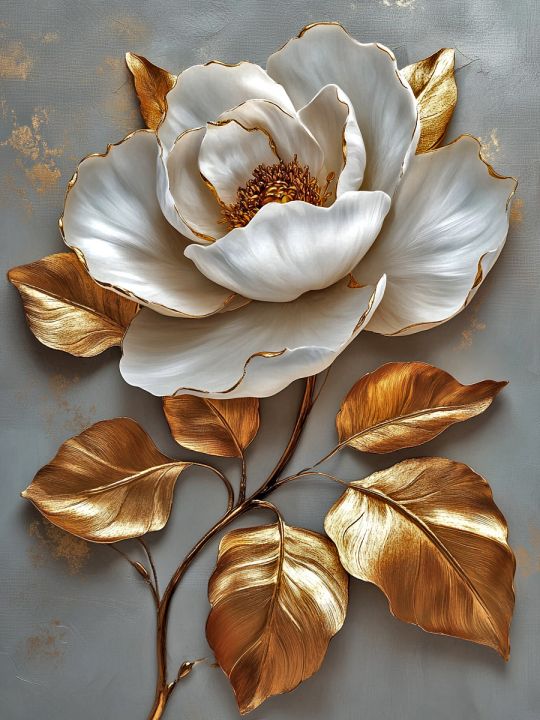 Алмазная мозаика без подрамника «Золотая роза» 80x60 см