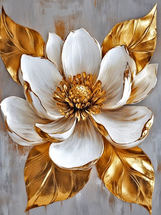 Алмазная мозаика без подрамника «Золотой цветок» 50x40 см