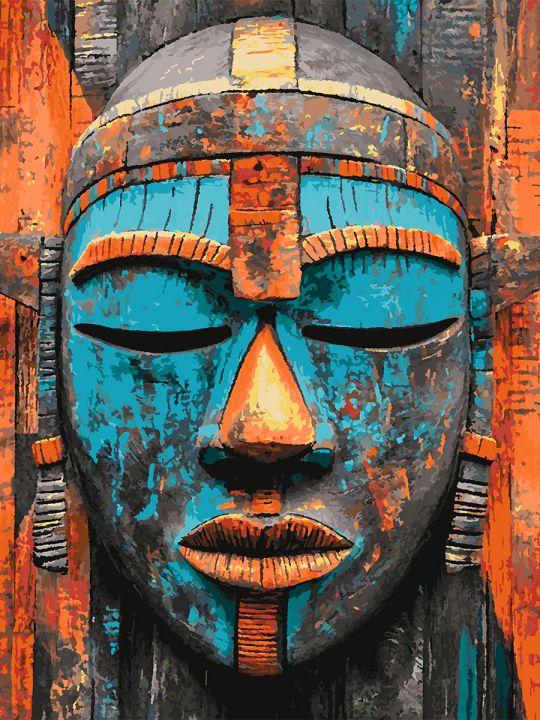 Картина по номерам без подрамника «Маска Африки» 90x70 см