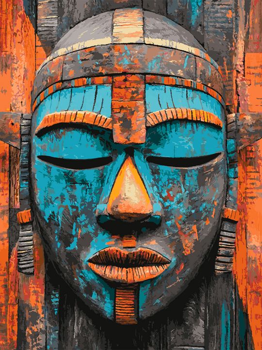 Картина по номерам без подрамника «Маска Африки» 130x100 см