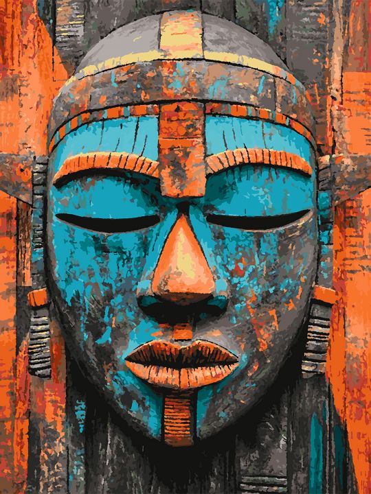 Картина по номерам без подрамника «Маска Африки» 80x60 см