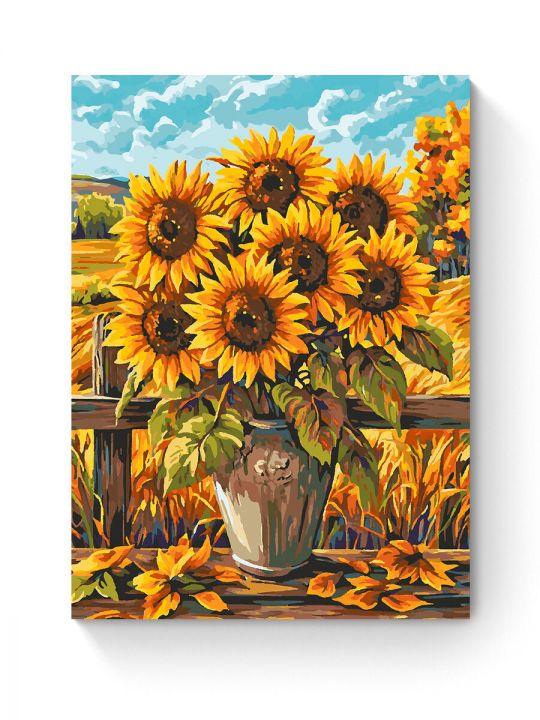Картина по номерам на подрамнике «Подсолнухи» 90x70 см