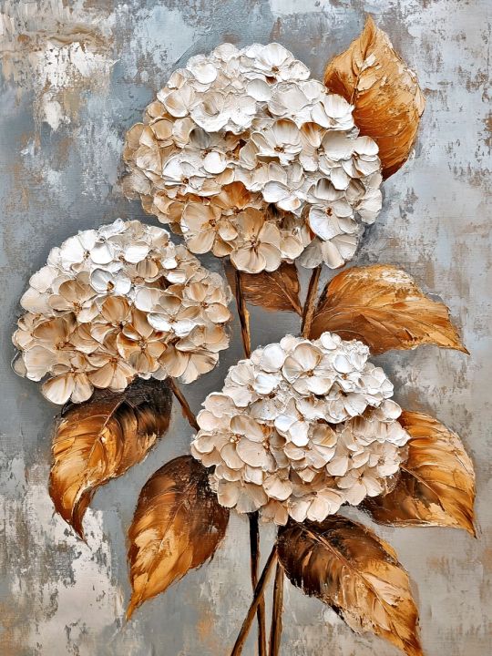 Алмазная мозаика без подрамника «Букет гортензий» 90x70 см