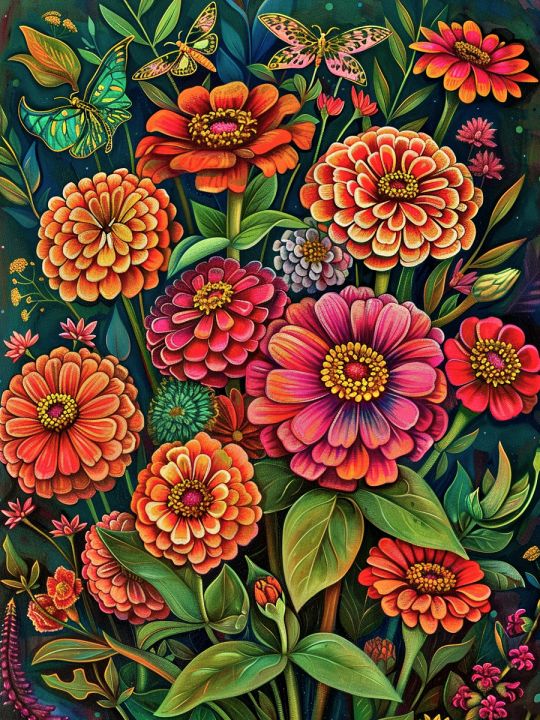 Алмазная мозаика без подрамника «Палитра циний» 40x30 см