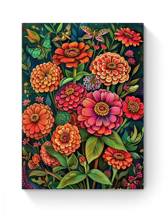 Алмазная мозаика на подрамнике «Палитра циний» 50x40 см