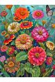 Алмазная мозаика без подрамника «Букет циний» 50x40 см