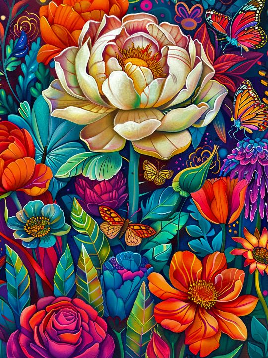 Алмазная мозаика без подрамника «Цветочный мир» 80x60 см