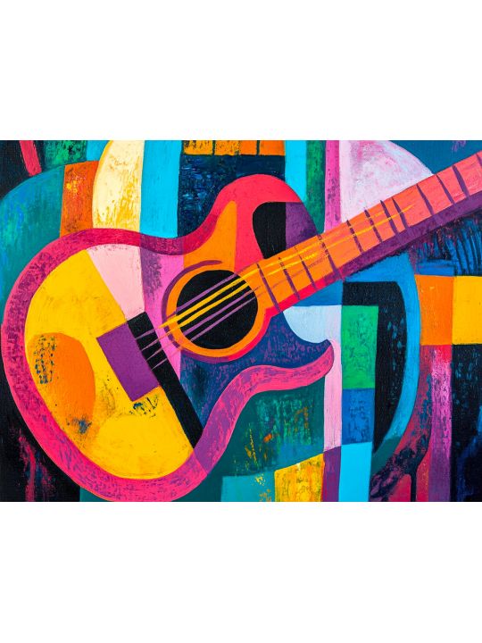 Алмазная мозаика без подрамника «Гитара» 90x70 см
