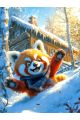 Алмазная мозаика без подрамника «Красная панда» 35x25 см