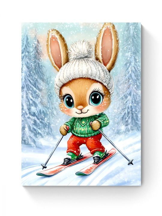 Алмазная мозаика на подрамнике «Лыжник» 50x40 см