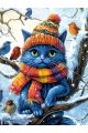 Алмазная мозаика без подрамника «Кот на дереве» 60x45 см
