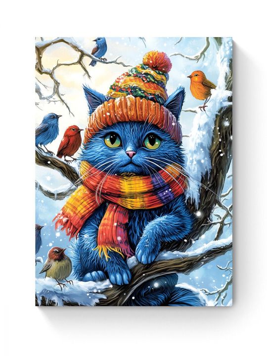 Алмазная мозаика на подрамнике «Кот на дереве» 50x40 см