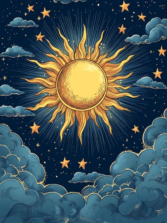 Алмазная мозаика без подрамника «Солнце» 50x40 см