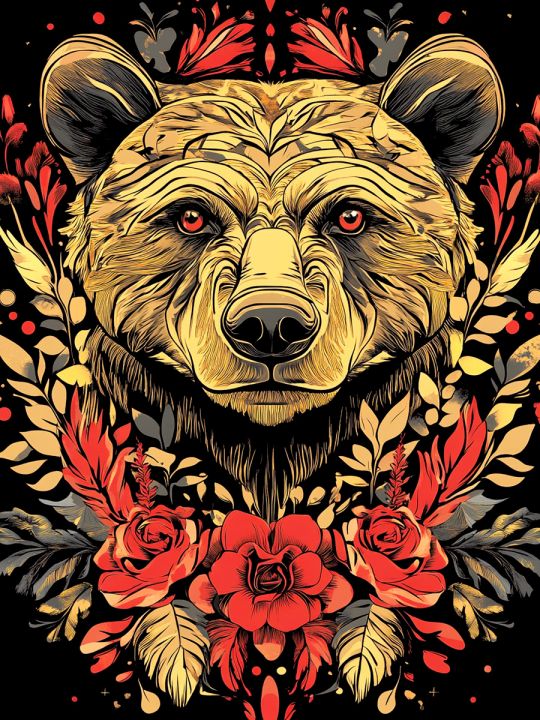 Алмазная мозаика без подрамника «Медведь» 25x20 см