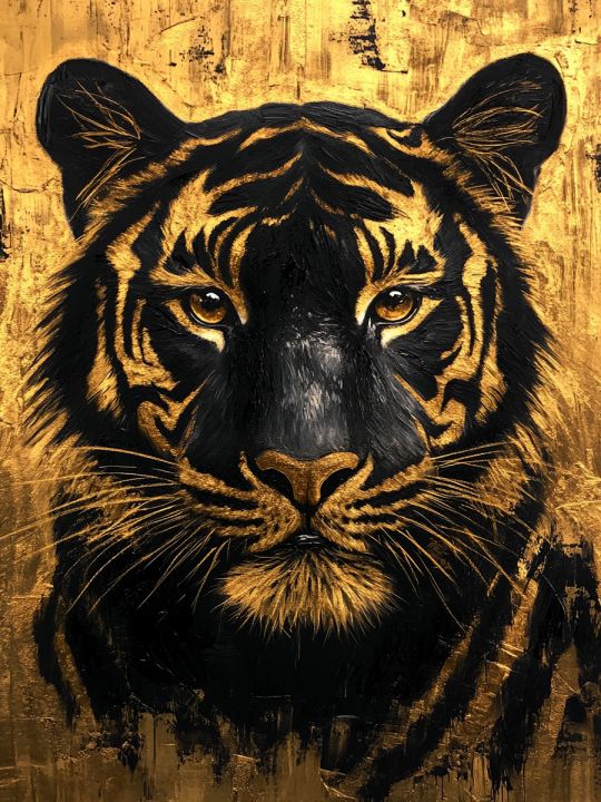 Алмазная мозаика без подрамника «Золотой тигр» 90x70 см