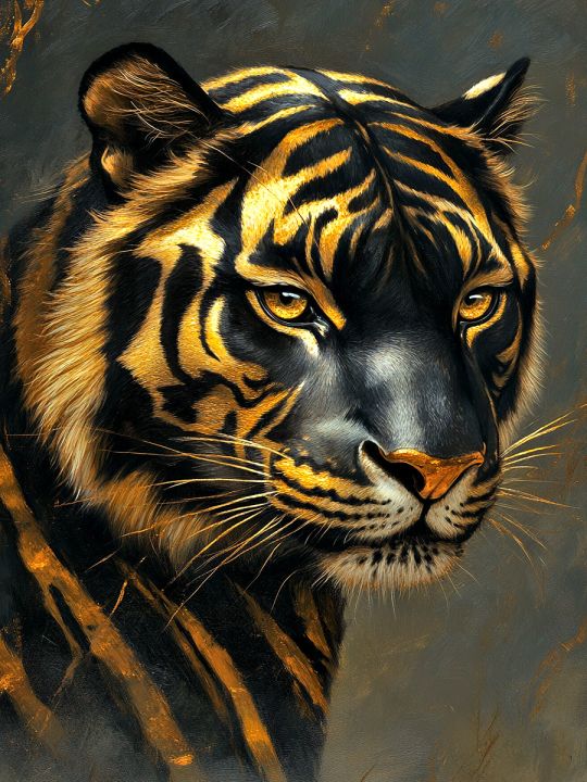 Алмазная мозаика без подрамника «Золотой тигр» 80x60 см