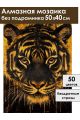 Алмазная мозаика без подрамника «Золотой тигр» 50x40 см