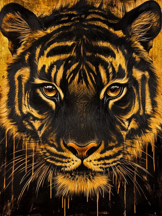 Алмазная мозаика без подрамника «Золотой тигр» 70x50 см