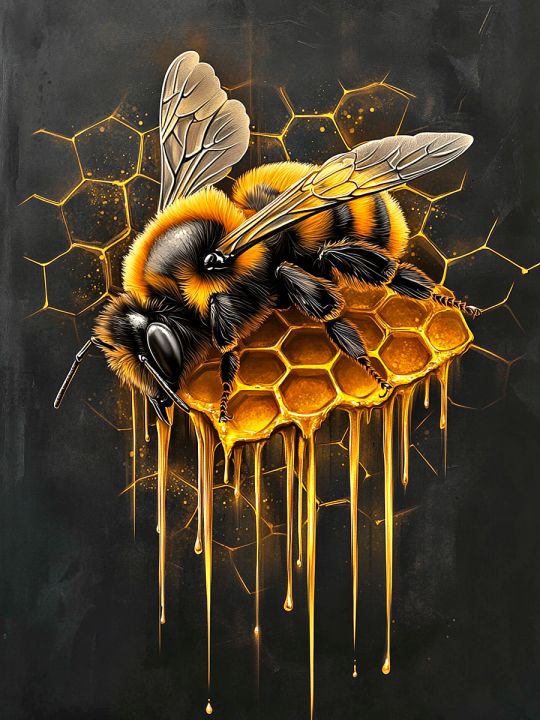 Алмазная мозаика без подрамника «Золотая пчела» 50x40 см