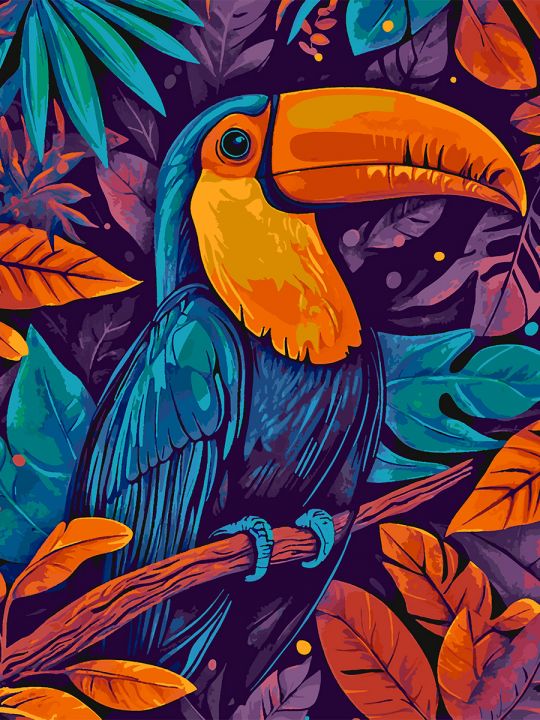 Картина по номерам без подрамника «Птица Тукан» 130x100 см
