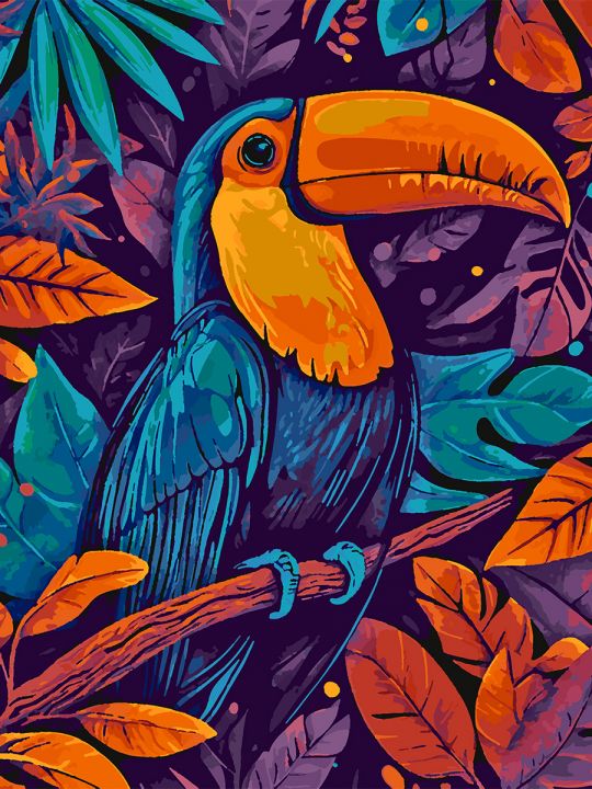 Картина по номерам без подрамника «Птица Тукан» 80x60 см