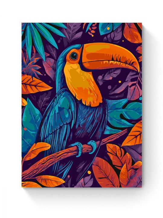Картина по номерам на подрамнике «Птица Тукан» 90x70 см
