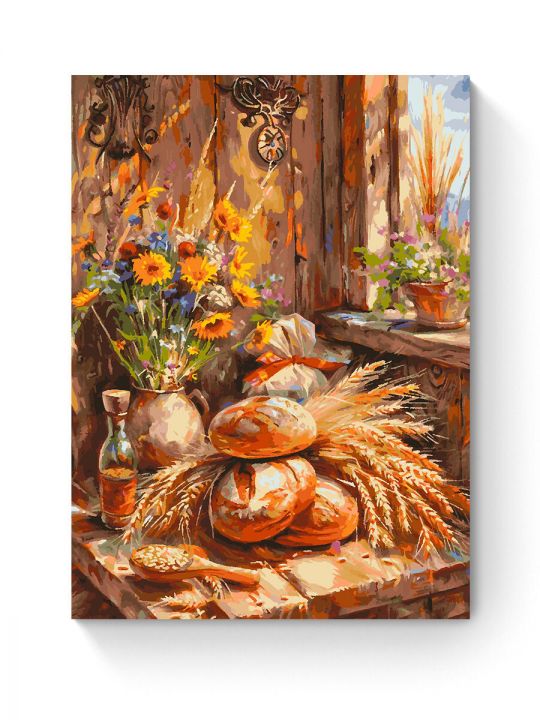 Картина по номерам на подрамнике «Домашний хлеб» 90x70 см