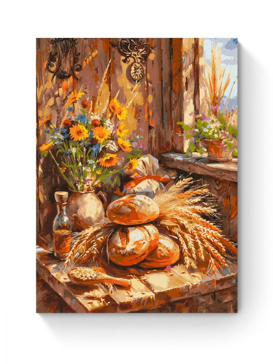Картина по номерам на подрамнике «Домашний хлеб» 80x60 см