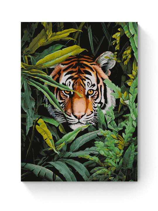 Картина по номерам на подрамнике «Тигр в засаде» 80x60 см