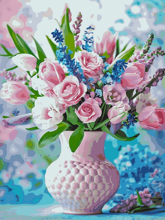 Картина по номерам без подрамника «Розовый букет» 130x100 см