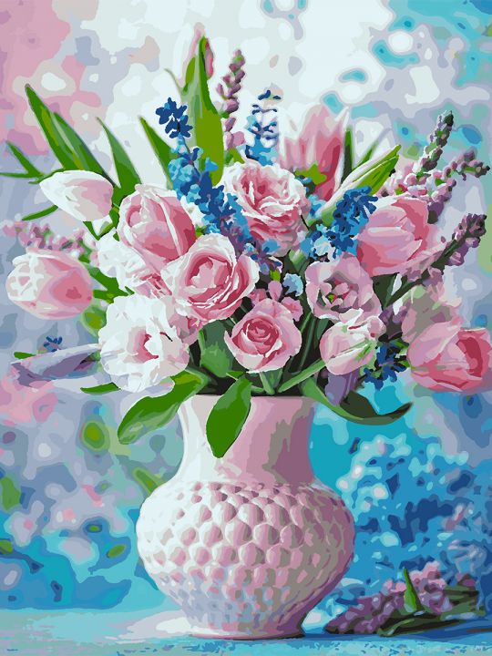 Картина по номерам без подрамника «Розовый букет» 80x60 см