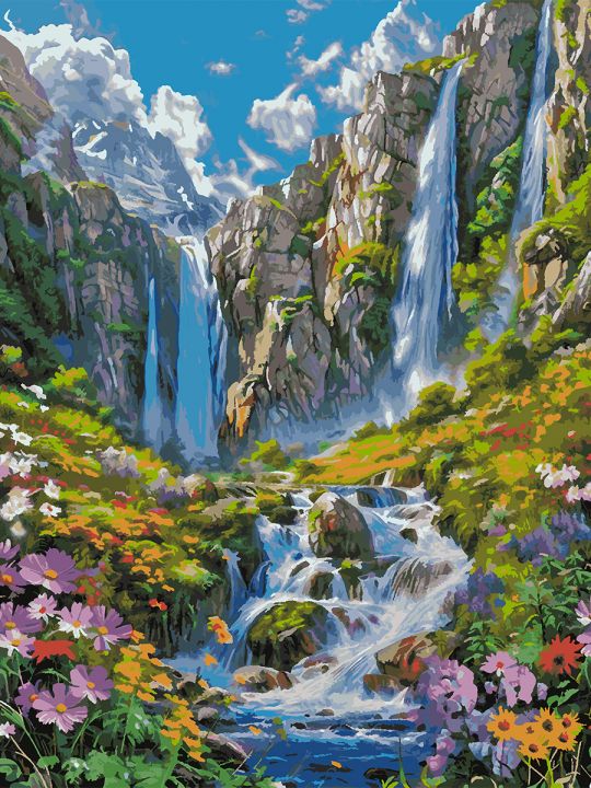 Картина по номерам без подрамника «Водопад» 130x100 см