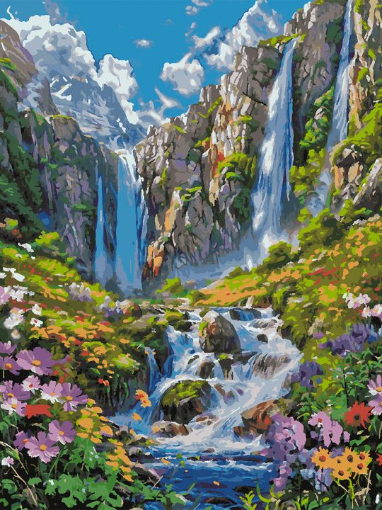 Картина по номерам без подрамника «Водопад» 80x60 см