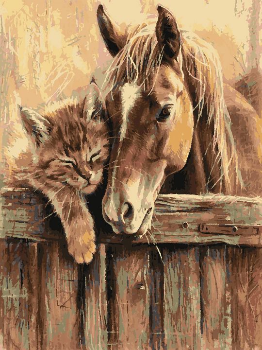 Картина по номерам без подрамника «Друзья» 80x60 см