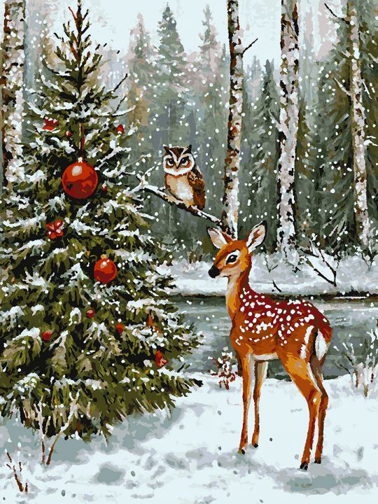 Картина по номерам без подрамника «Новый год» 80x60 см