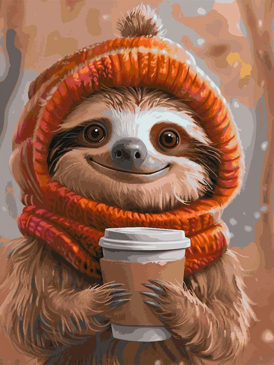 Картина по номерам без подрамника «Ленивец» 130x100 см