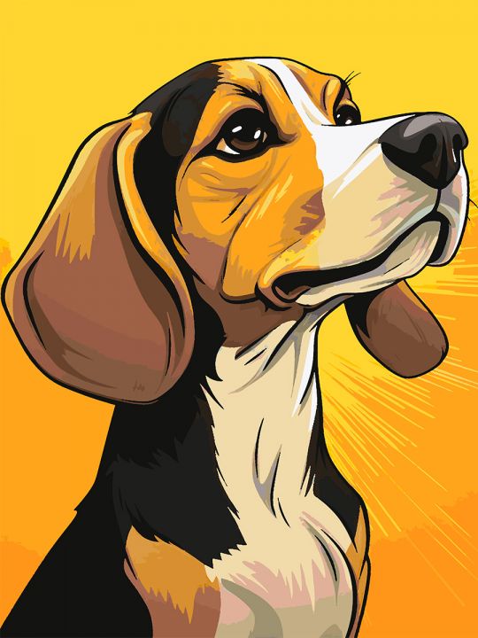 Картина по номерам без подрамника «Бигль» 130x100 см