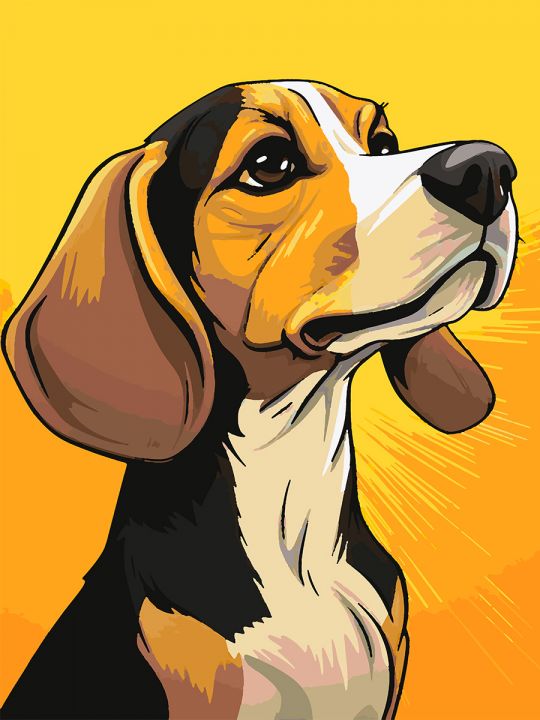 Картина по номерам без подрамника «Бигль» 80x60 см