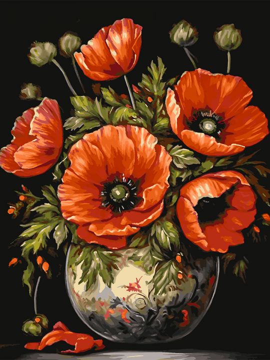 Картина по номерам без подрамника «Букет маков» 130x100 см